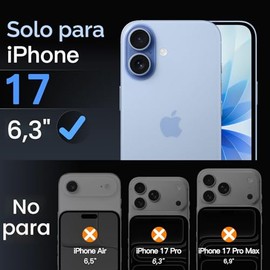 JETech Protector de pantalla para iPhone 17 de 6.3 pulgadas, película de vidrio templado con herramienta de fácil instalación, dureza 9H, compatible c