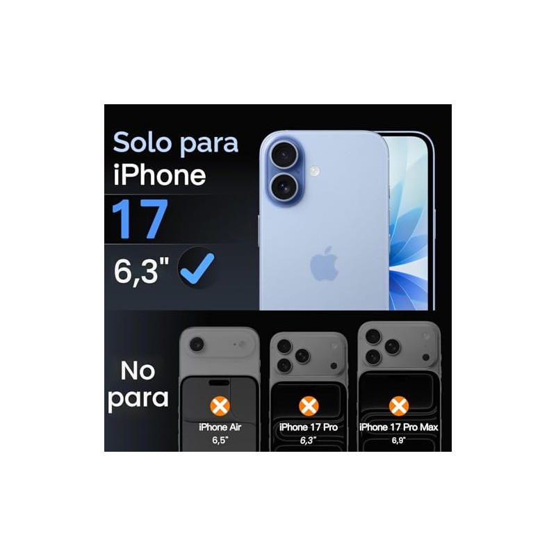 JETech Protector de pantalla para iPhone 17 de 6.3 pulgadas,