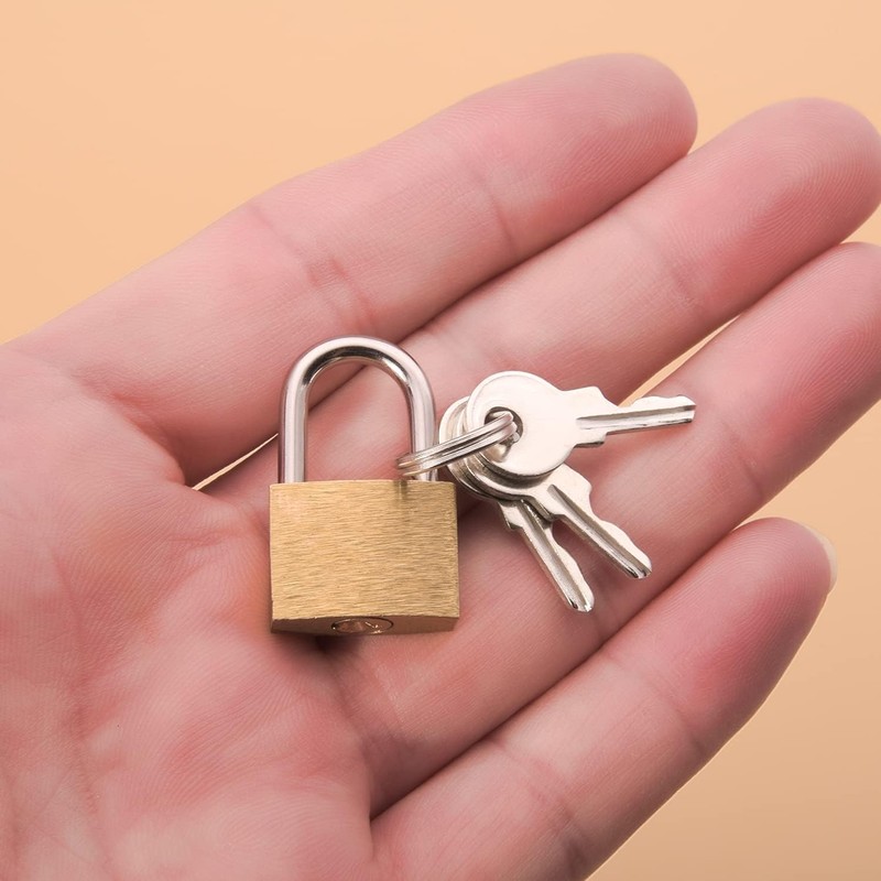 JNAWA Mini Padlock with Keys Long Shackle Solid Brass Padlocks