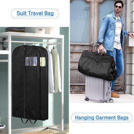MISSLO 54" Suit Bags for Closet Storage and Travel Hanging Garment Bags for Men Suit Cover 3 Pack Black