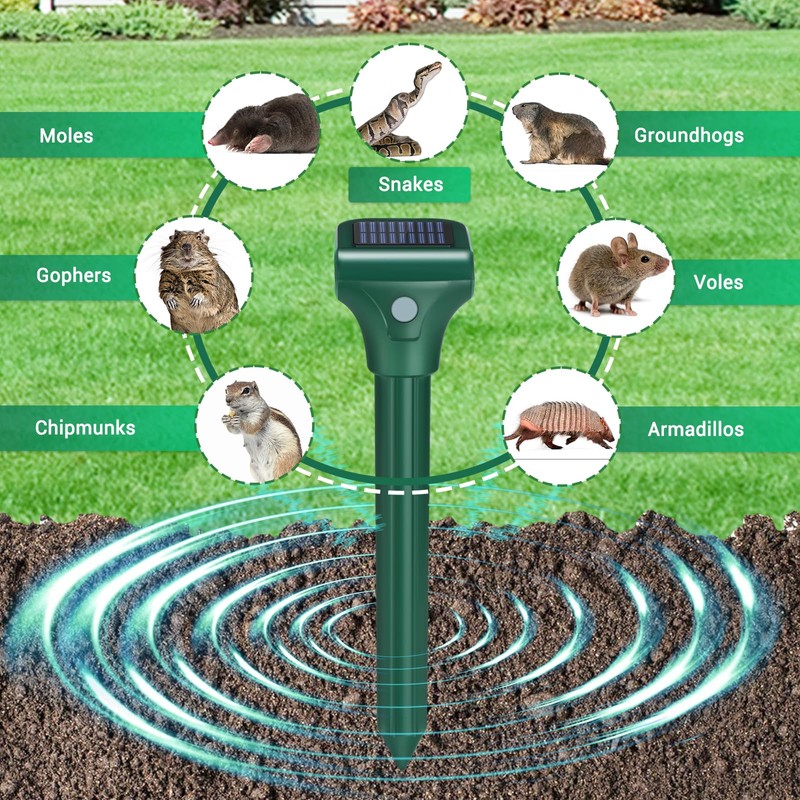 Mole Repellent for Lawns 4 Pack,Solar Gophe Repeller Ultrasonic Gopher