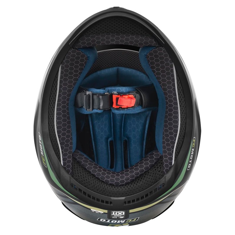 FC-Moto FF114B Zeron Helmet, Matte Black/Green, XS
