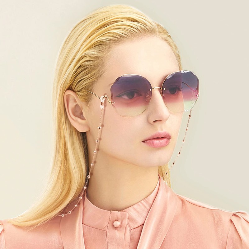 AOBOCO Rose Gold Glasses Chain for Women Sterling Silver, Sunglass
