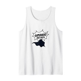 Superhero Off Duty: Funny Comic Style Graphic Tank Top, Men, White