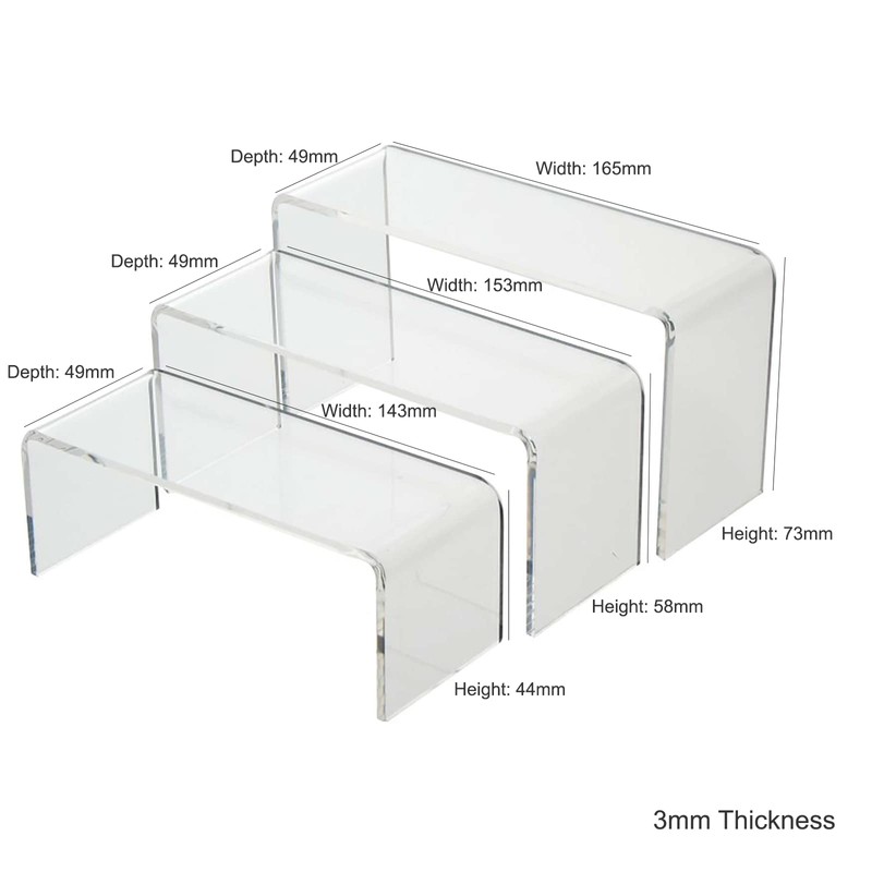 Acrylic Plinths - Set of 3 Nesting Plinth Riser Steps