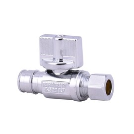 Cold Expansion Straight Stop Valve ,1/4 Quarter Turn Chrome Plated Lead Free Brass 1/2-in ProPex F1960 x 3/8-in OD Straight Shut Off Valve for Expansion A Pipe -LD Brand (2-Pack)