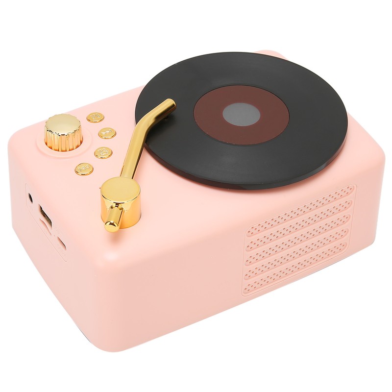 Bluetooth Speaker Stereo USB Charging Retro Turntable Design Portable Mini