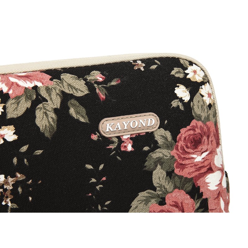 kayond Water-Resistant Canvas 13.3 Inch Laptop Sleeve-Black C Rose