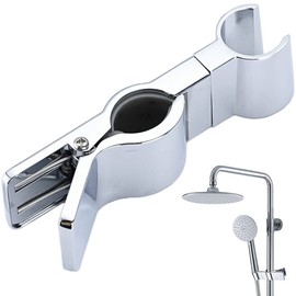 PIGIAOKA Adjustable Hand Shower Bracket for Slide Bar, Universal 20-25MM Rail Shower Head Holder Slider Clamp Bathroom Replacement 45 Degree Rotation Sprayer Holder
