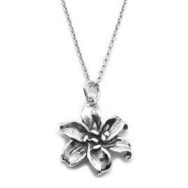 Sterling Silver Lily Flower Charm Necklace, 18"