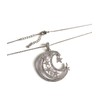 Half Phase Moon and Stars Pendant Necklace 17.5 Inches Chain