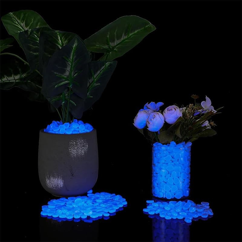 Glow in Dark Rocks,200Pcs Long Term Glowing Decorative Stone,Luminous Stones,Glow