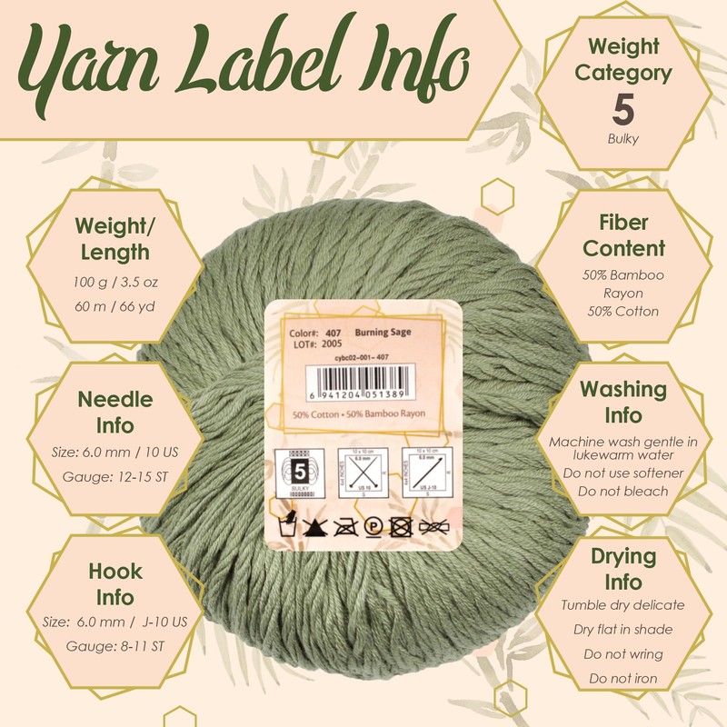 JubileeYarn Bamboo Cotton Yarn Chunky 100g/ball - Clear Water -