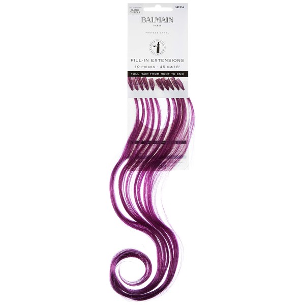 Balmain Fill-In Human Hair Extensions Straight Fantasy Real Hair Pack of 10 Dark Purple 45 cm Length