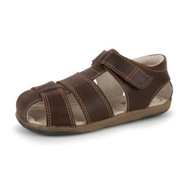 See Kai Run Jude IV - Classic Fisherman Style Leather Sandal for Boys - Brown, Toddler 9