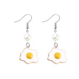 BNQL Fried Egg Earrings Fried Egg Gifts Egg Dangle Drop Earrings for Women Girls Lover Kitchen Cooking Jewelry Gifts Earring, Metal, No Gemstone