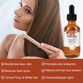Argan Oil for Hair, Morocco Argan Oil for Hair, 60 ml, 100% Natural, Organic, Cold Press Argan Oil for Hair, Face, Skin