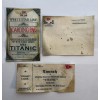 Titanic Launch Ticket, Boarding Pass, Postcard, and Envelope - White