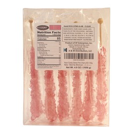 Extra Large Rock Candy Sticks: 6 Pink Cherry Lollipop - Individually Wrapped - Espeez Rock Candy Sticks for Candy Buffet, Birthdays, Weddings, Receptions and Baby Shower