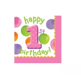 Creative Expressions Baby Dot Girl First Birthday Luncheon Napkins #300665, 16/pk