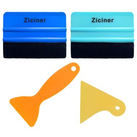 Dickno 4PCS Felt Edge Squeegee Car Wrapping Tool Kit, Vinyl Wrapping Tool Window Tint Kit, Auto Applicator Tool for Vinyl Wrap, Window Tint, Wallpaper, Decal Sticker Installation (Blue+Sky Blue)