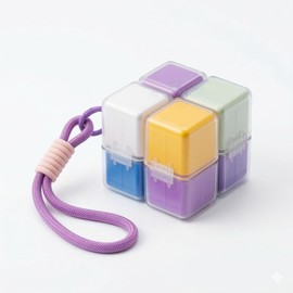 Magnetic Cube Pill Organizer 8 Compartments in 0.8*0.8*1 One-Piece Integrated Pill Box with Flip Lids Portable BPA-Free Medication Vitamin Storage Case for Travel Daily Use Multi-Purpose Organizer
