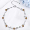 POPLYKE S925 Sterling Silver Yellow Crystal Anklet Layered Chain Ankle