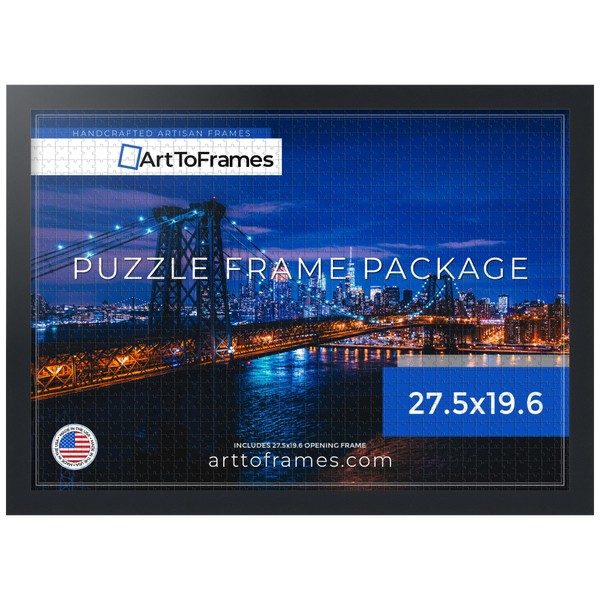 ArtToFrames 27.5x19.6 INCH/70x50 CM Black Frame for 1000 piece Puzzles.This