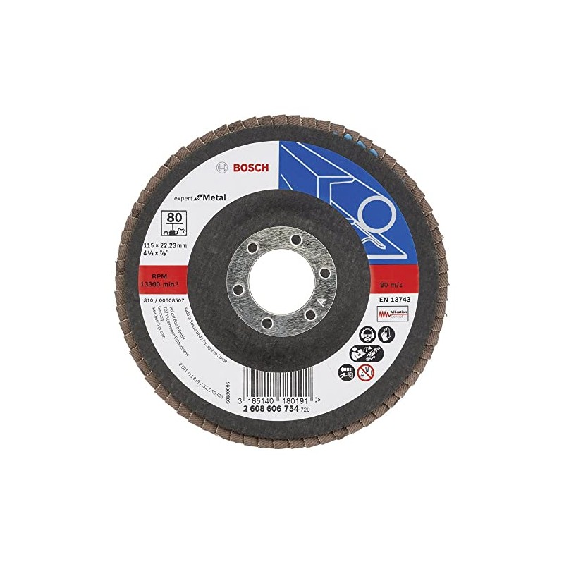 Bosch 2608606754 115 x 22 mm 80 Grit Flap Discs