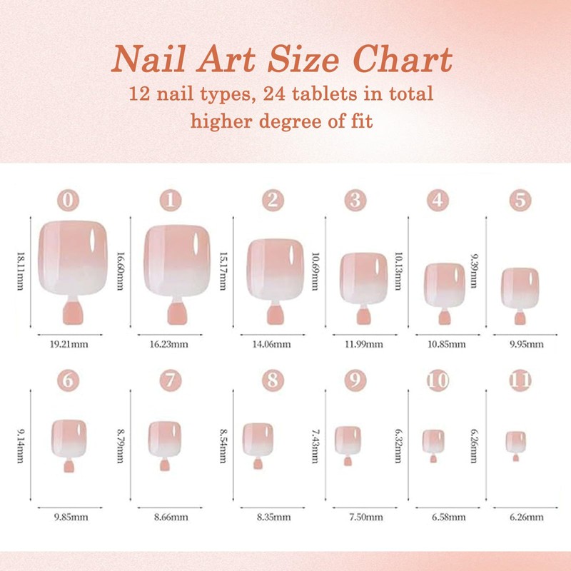 24PCS Press On Nails Short French Tip Fake Nails Glossy