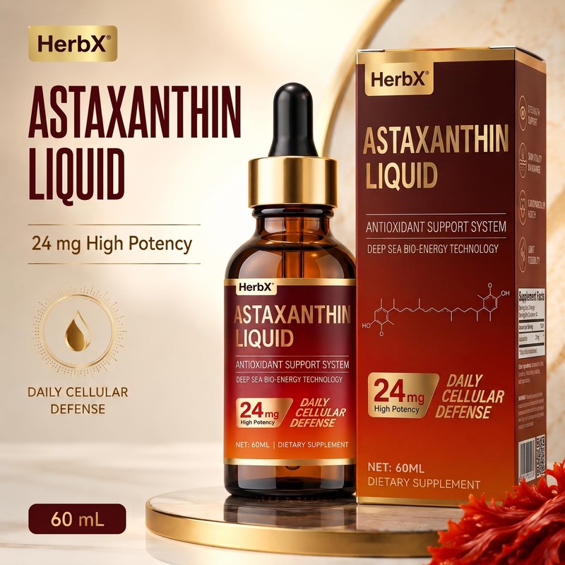 Natural Astaxanthin 24mg Liquid Antioxidant Support - 2 fl oz