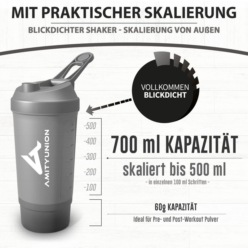 FYRA Protein Shaker 700 ml with Container - Powder Compartment