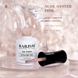 RARJSM Nude Pink Gel Nail Polish - Neutral, Transparent, French, Milky Pink Skin Tone - Sheer Light Pink Gel Nail Varnish - UV LED Cured, Soak Off - Home Salon DIY - 15ml Single Bottle