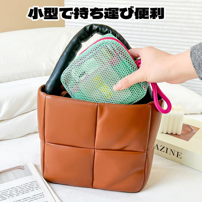 QEZEZA Makeup Pouch, Storage Pouch, Large Capacity, Travel Bag, Square