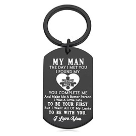Husband Boyfriend Gifts from Wife Girlfriend - to My Man Keychain Gifts for Him Anniversary Birthday Gifts for BF Hubby the Day I Met You I Found My Missing Piece key Chains