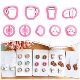 KEOKER Polymer Clay Earrings Cutters, Afternoon Tea Clay Cutters, Cofffee Polymer Clay Cutters for Polyme Clay Jewelry Making (studs clay cutters)