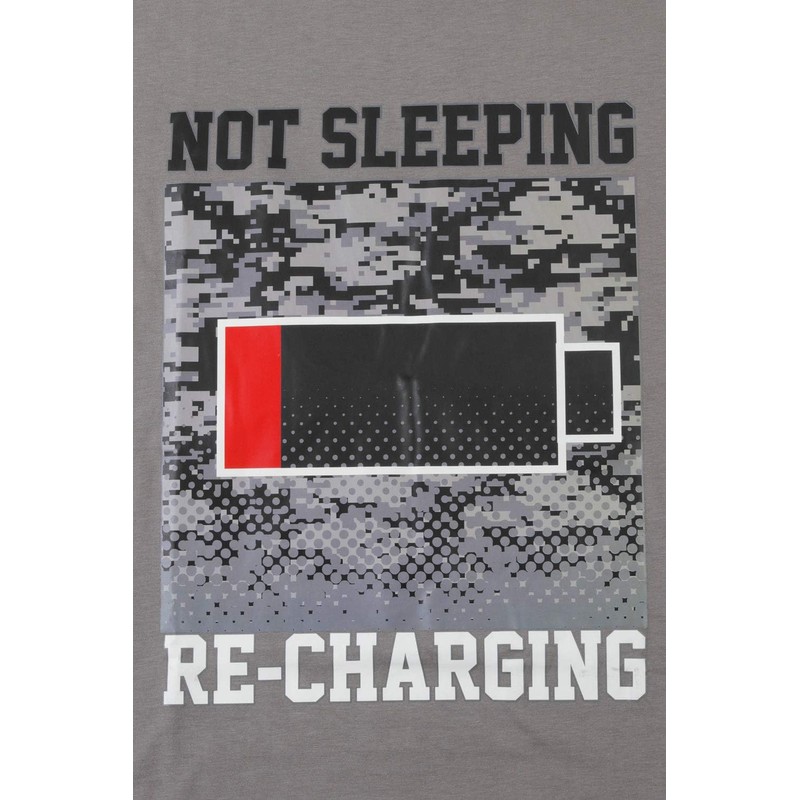 Boy's Not Sleeping Just Recharging Short Cotton Pyjamas Grey Red