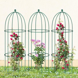 UrGROWA 3 Pack Metal Plant Cage Support, 31.5" H Peony Support Tomato Cage Garden Obelisk Trellis Rose Trellis Support Tower Obelisk Garden Trellis for Clematis Vine Jasmine Support Outdoor Indoor