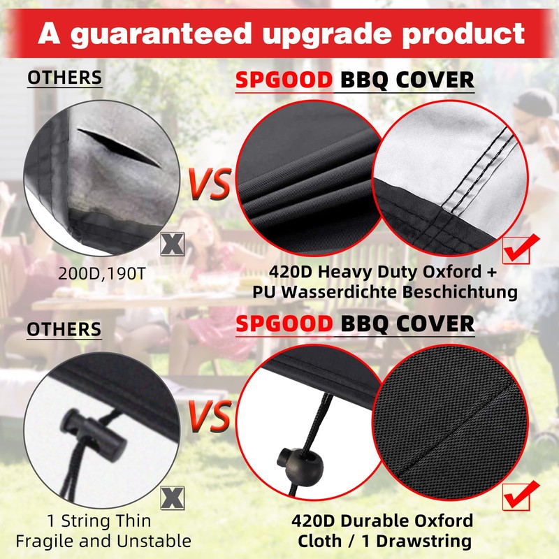 SPGOOD Protective Barbecue Cover, Weatherproof, Waterproof, 420D Oxford Fabric, Gas