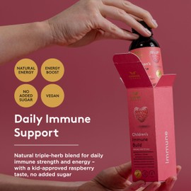 Harker Herbals Children's Immune Build Daily Syrup, Year-Round Wellness Support, Up to 30 Servings, Ages 3-12, Resilience, Energy & Vitality, Sweet Raspberry Flavor, 5 Fl Oz