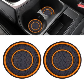 2PCS Car Cup Holder Coasters, 2.75 Inch Auto Non-Slip Anti Dust Cup Mats, Console Cup Holder Insert Coaster Auto Insulated Mats, Universal Interior Accessories for Most Cars (Orange)