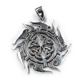NKlaus 7452 Celtic Sun Pendant 925 Silver Oxidised 3 cm Amulet Pendant, Silver