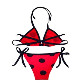 Dressy Daisy Traje de baño de Ladybug Mariquita para niñas, Bikini triangulo de Lunares Rojos, Talla 4 Años