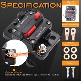 Greluma 100 Amp Circuit Breaker with Manual Reset for Car Marine Trolling Engines Boat ATV Manual Current Protection for Audio System Fuse, 12V-48V DC, Waterproof