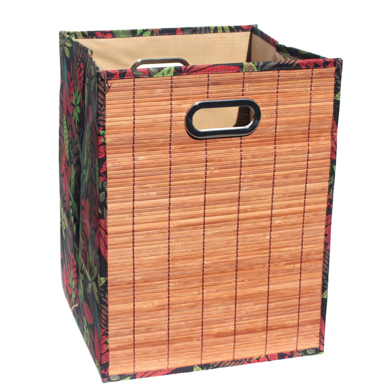 Seta Direct, Foldable Brown Bamboo Square Storage Laundry Hamper with