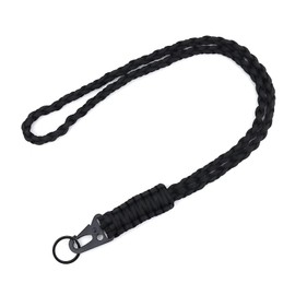 YETOOME Heavy Duty Neck Lanyard Keychain for Men Women Outdoor Survival, Black Parachute Rope Necklace Keychains with HK Clip Key Ring for ID Card Badge Holder, Camera, Wallet and Keys