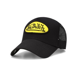 Von Dutch Unisex Trucker Hat - Curved Bill Mesh Back Retro Classic Adjustable Snapback Baseball Cap for Men and Women, Brown/Pink