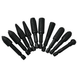 Rotary File Rotating File Hex Shaft Electric File for Woodworking Deburring Carbide Blade Drill Bit for Carving Grinding 0.25 inch (6.35 mm) Shaft Set of 10
