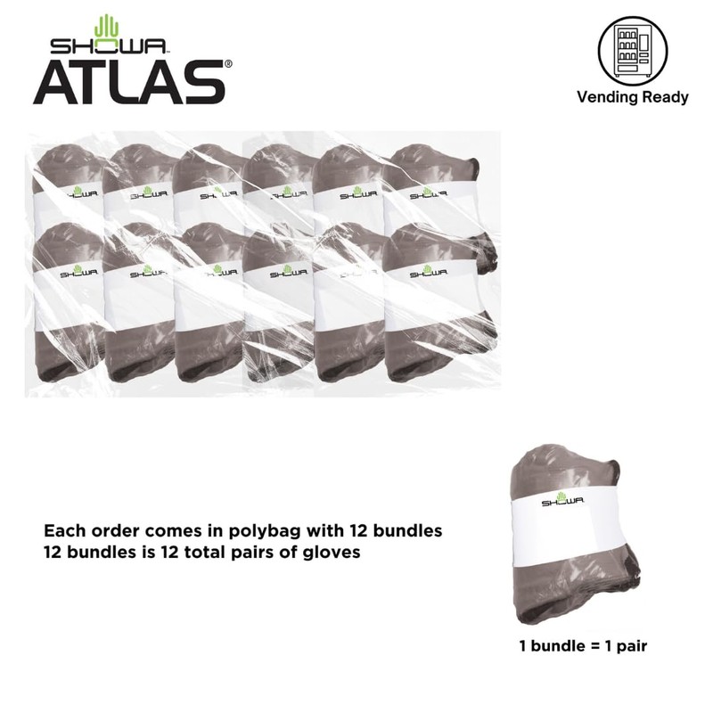 SHOWA Atlas 300 Original 1994 Crinkle Grip Work Gloves, Natural