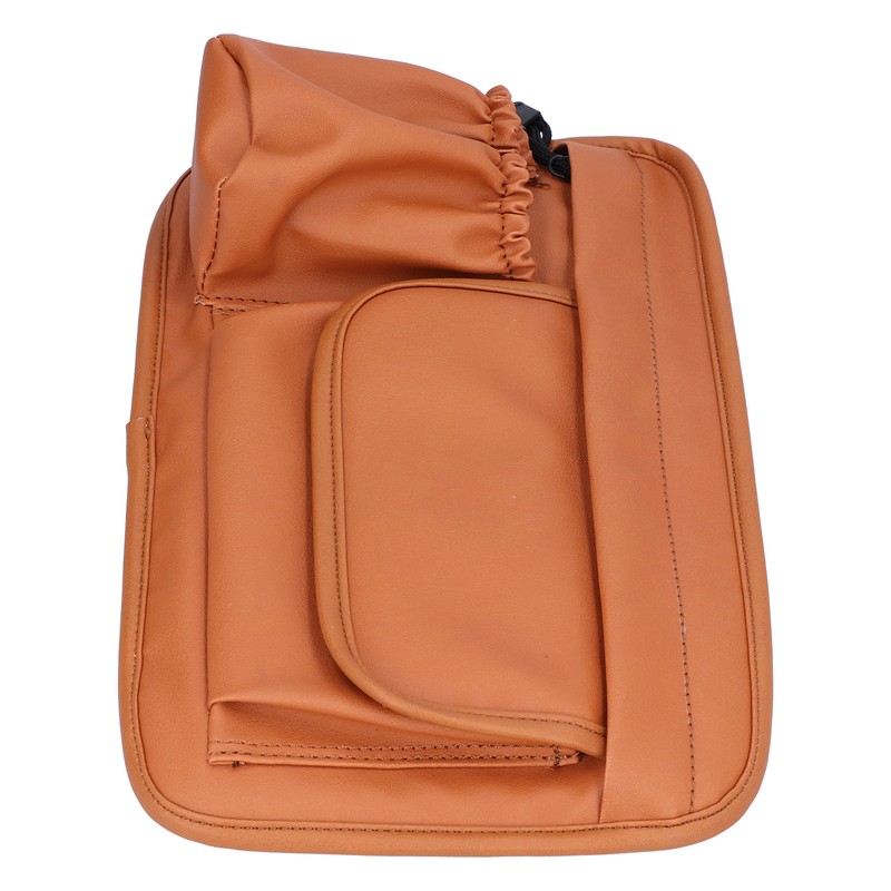 Waterproof Storage Bag Artificial Leather Brown Zipper Organizer for Vespa